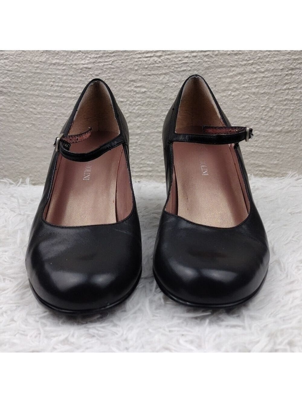 Enzo Angiolini Black Leather Upper Round Toe Mid Heel Buckled Mary Jane Shoe - Picture 3 of 16
